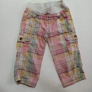 Joe Fresh Kids Child Long Shorts Size 5 Plaid Pink Green Beach Coastal School